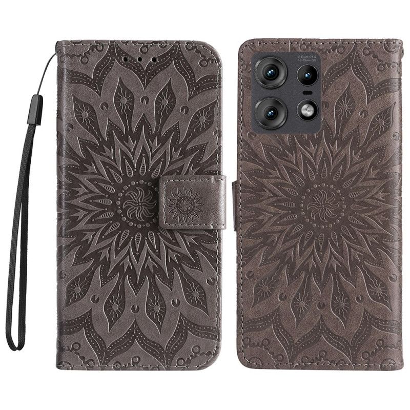 Kožený Kryt Motorola Edge 50 Pro Sluneční Mandala