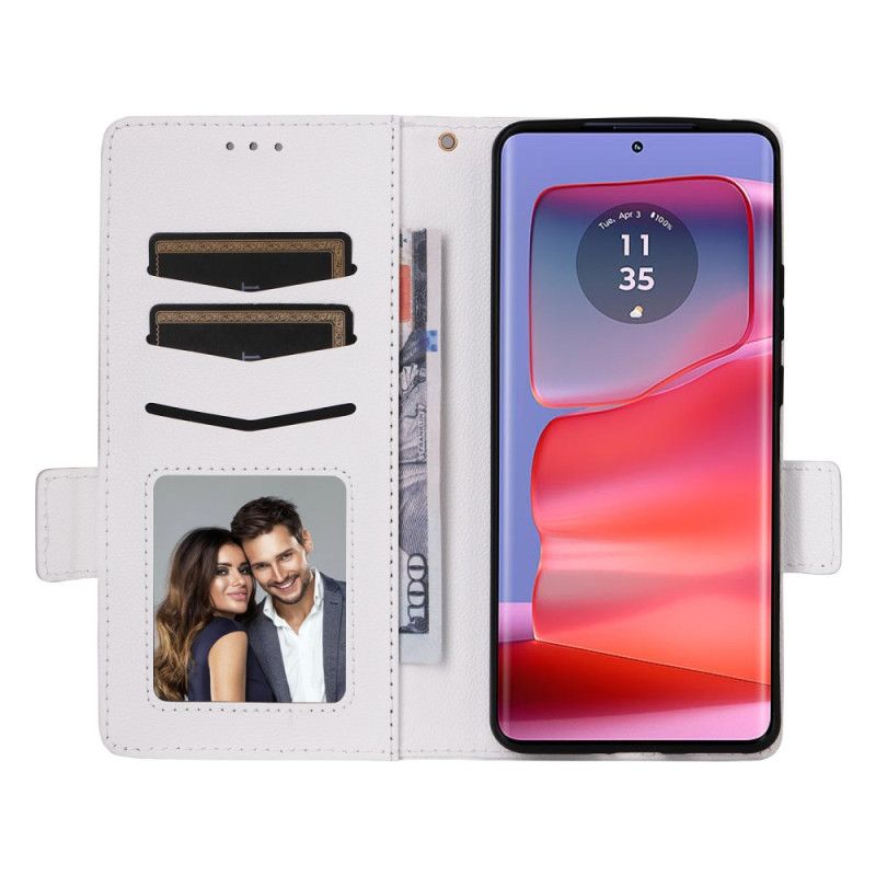 Kožený Kryt Motorola Edge 50 Pro Textura Litchi S Popruhem