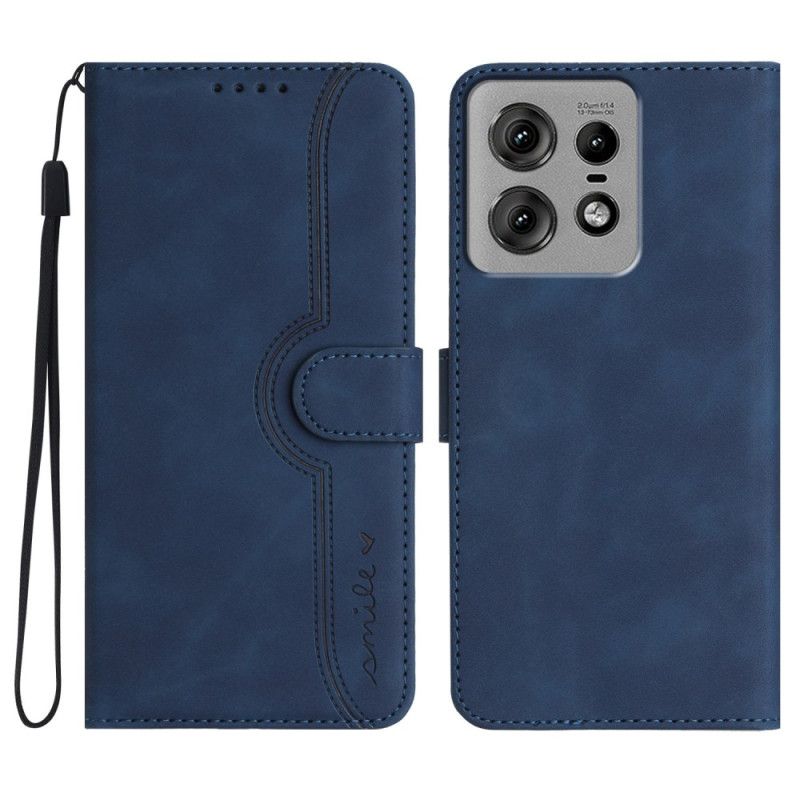 Kožený Kryt Motorola Edge 50 Pro Úsměv Na Lanyard