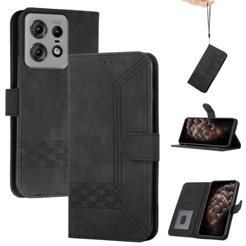 Kožený Kryt Motorola Edge 50 Pro Řemínkové Vlysy