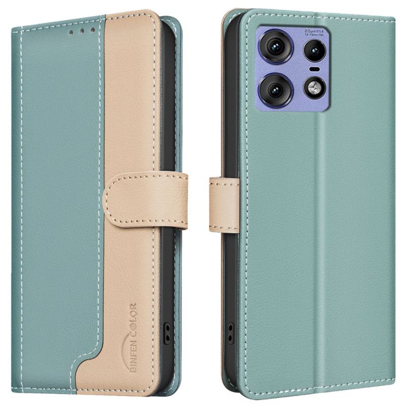 Kožený Kryt Na Motorola Edge 50 Pro Dvoubarevná Binfen Color