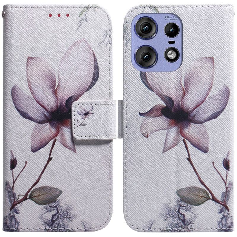 Kožený Kryt Na Motorola Edge 50 Pro Růžový Květ
