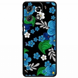 Kryt Motorola Edge 50 Pro Modré Květy