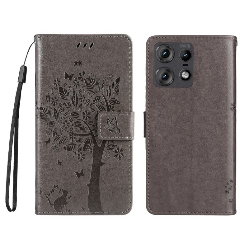 Peněženková Pouzdra Motorola Edge 50 Pro Kočka A Strom