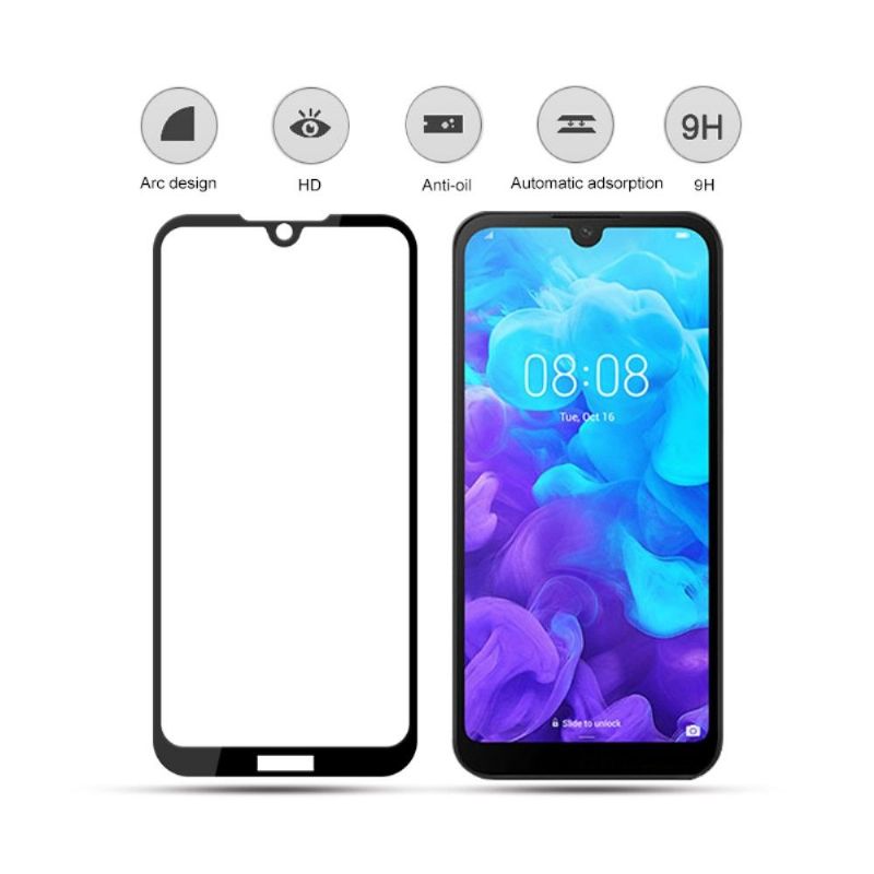Huawei Y5 2019 – Ochranné Tvrzené Sklo V Plné Velikosti – Černá