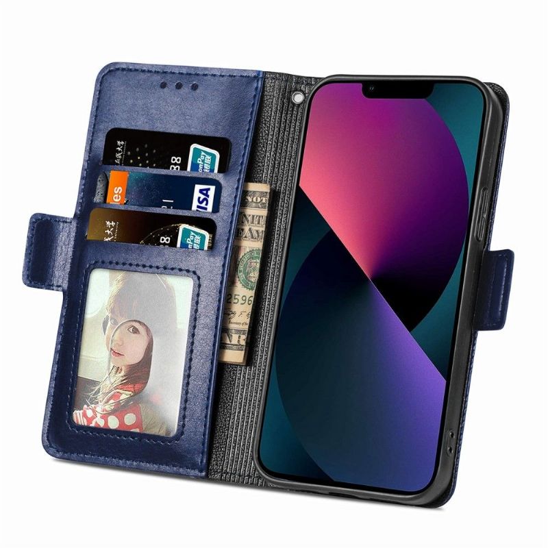 Flipové Pouzdro Na iPhone 13 Mini Umělá Kůže S Dírkami