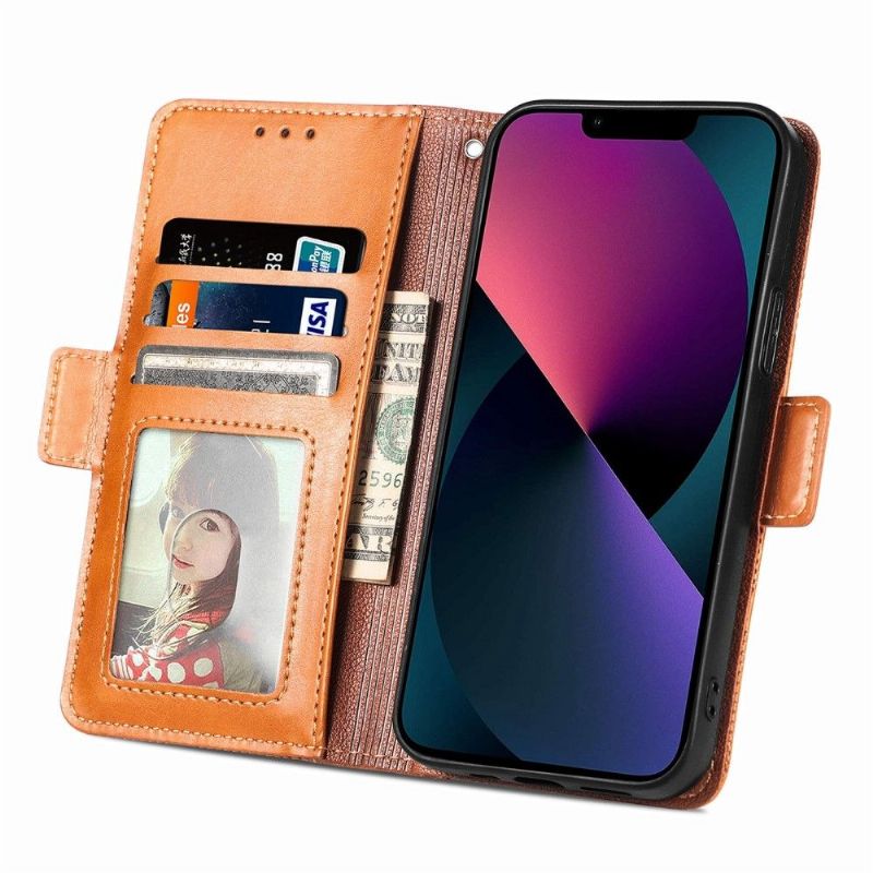 Flipové Pouzdro Na iPhone 13 Mini Umělá Kůže S Dírkami