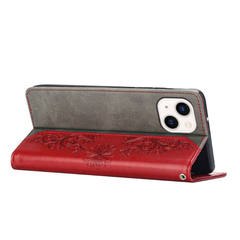 Kožené Pouzdro Folio Na iPhone 13 Mini Flipové Pouzdro Motýl