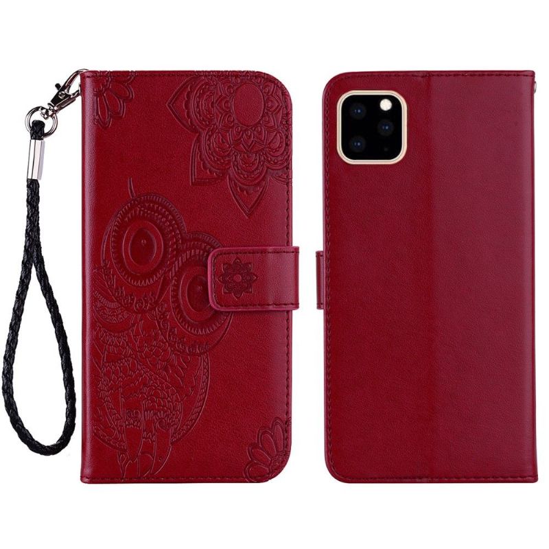 Kožené Pouzdro Na iPhone 13 Mini Reliéfní Sova