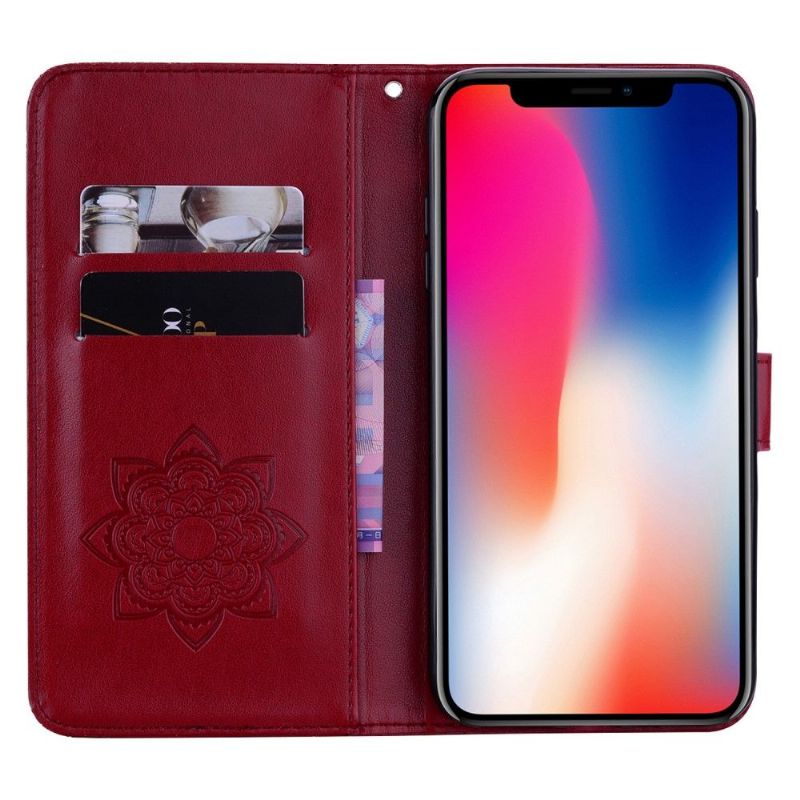 Kožené Pouzdro Na iPhone 13 Mini Reliéfní Sova