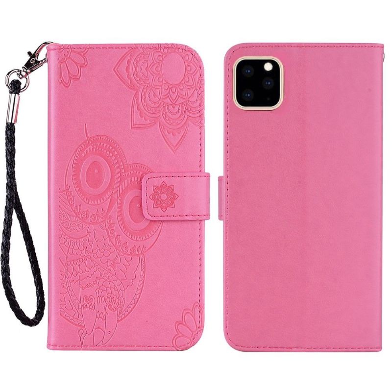 Kožené Pouzdro Na iPhone 13 Mini Reliéfní Sova