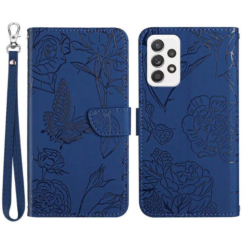 Flipové Pouzdro Na Samsung Galaxy A33 5G Ilustrace Motýlů A Květin