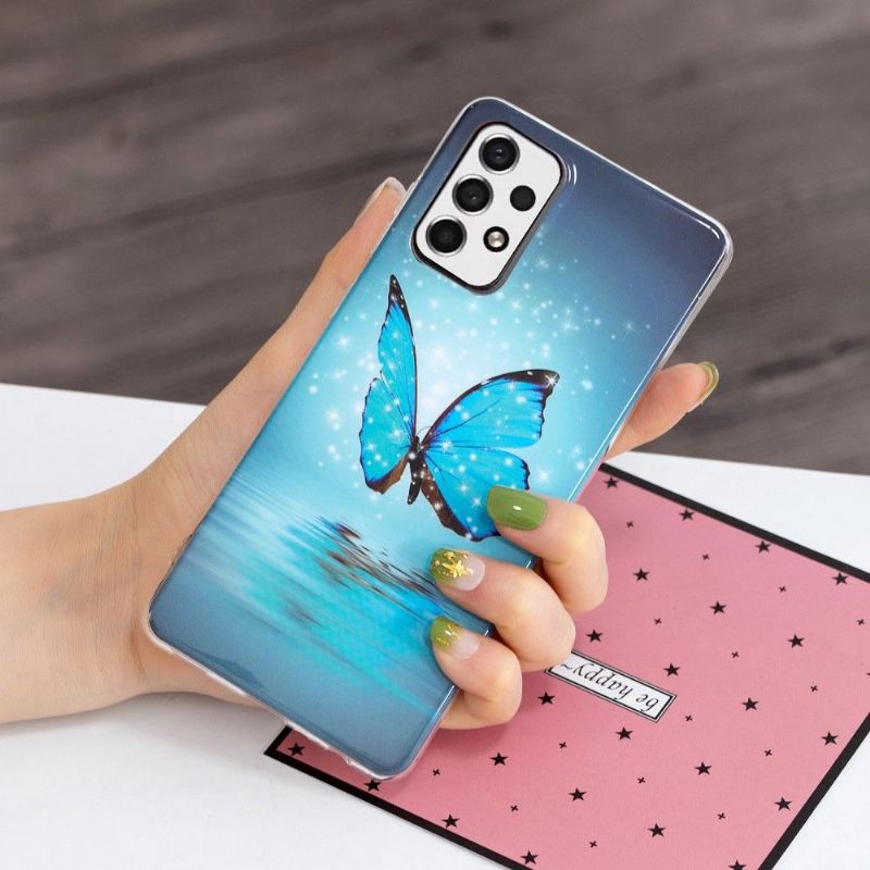 Kryt Na Samsung Galaxy A33 5G Svítící Modrý Motýl