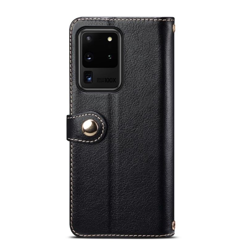 Flipové Pouzdro Na Samsung Galaxy S20 Ultra Prémiové Šití Kůží
