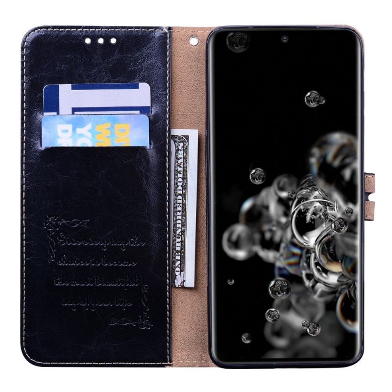 Kožené Pouzdro Folio Na Samsung Galaxy S20 Ultra Luxusní Vintage Kožený Efekt