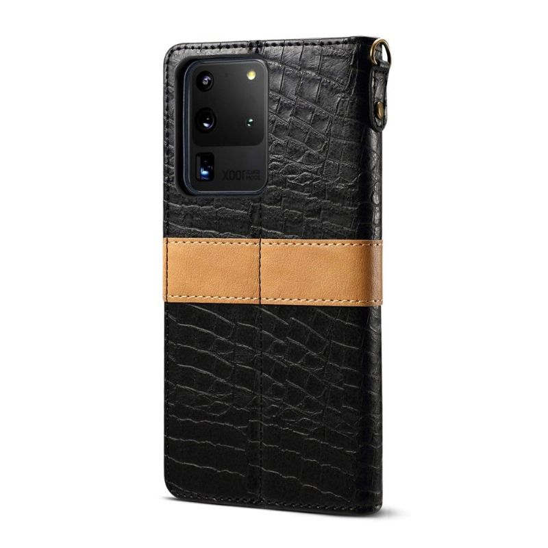 Kožené Pouzdro Na Samsung Galaxy S20 Ultra Efekt Imitace Kůže Croc