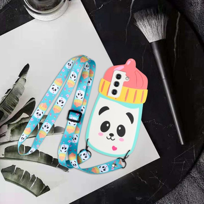 Kryt Na Samsung Galaxy S22 5G 3d Dětská Láhev Panda S Popruhem