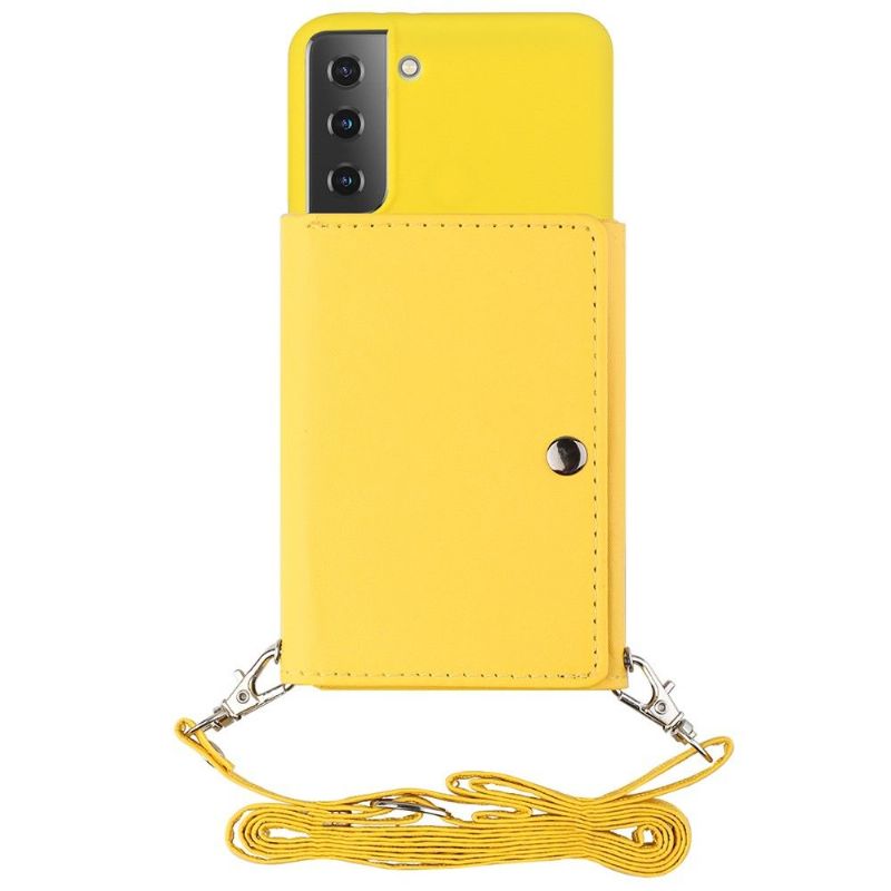 Kryt Na Samsung Galaxy S22 5G Držák Karty S Popruhem