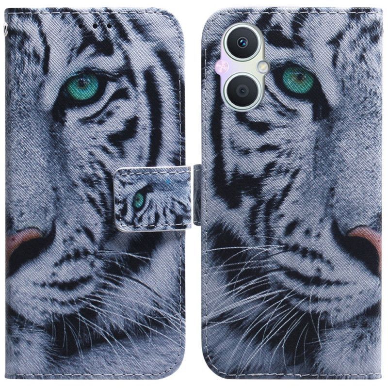 Flipové Pouzdro Na Oppo Reno 8 Lite Bílý Tygr