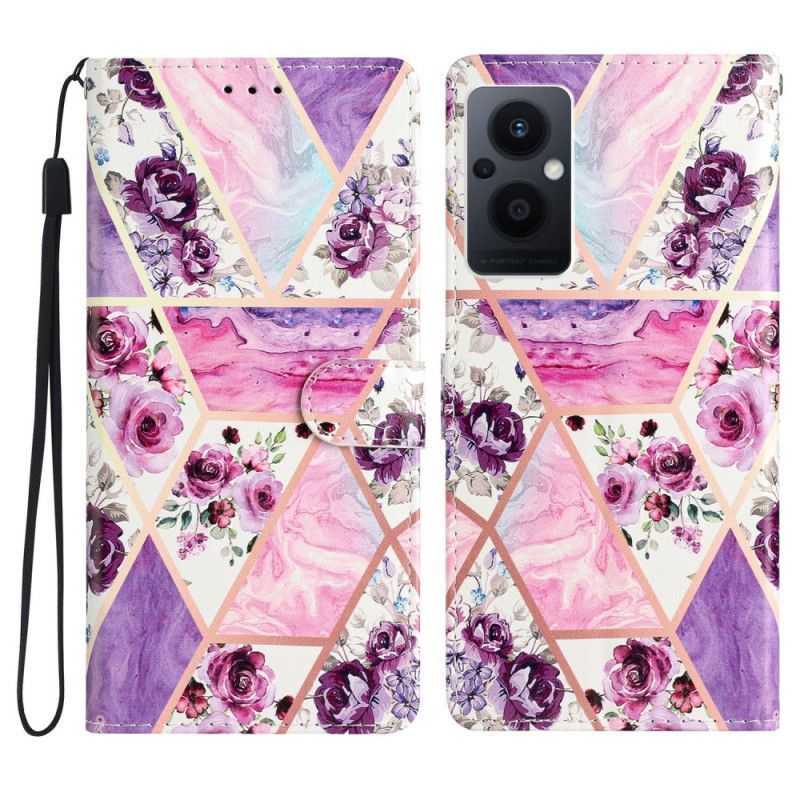 Kožené Pouzdro Na Oppo Reno 8 Lite Na Lana Strip Mramor