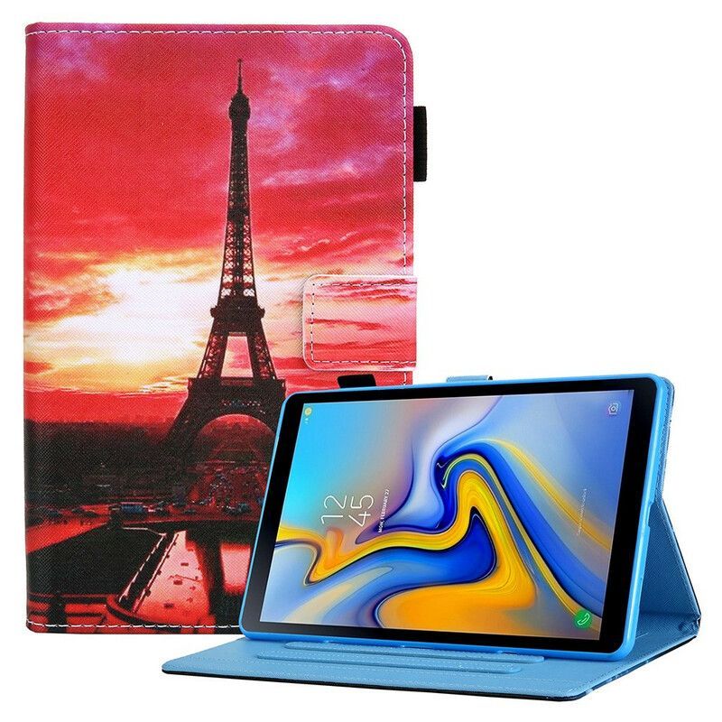 Flipové Pouzdro Na Samsung Galaxy Tab A7 Lite Západ Slunce Eiffelova Věž