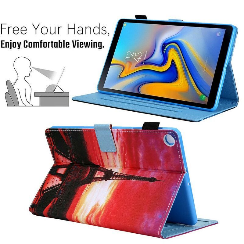 Flipové Pouzdro Na Samsung Galaxy Tab A7 Lite Západ Slunce Eiffelova Věž
