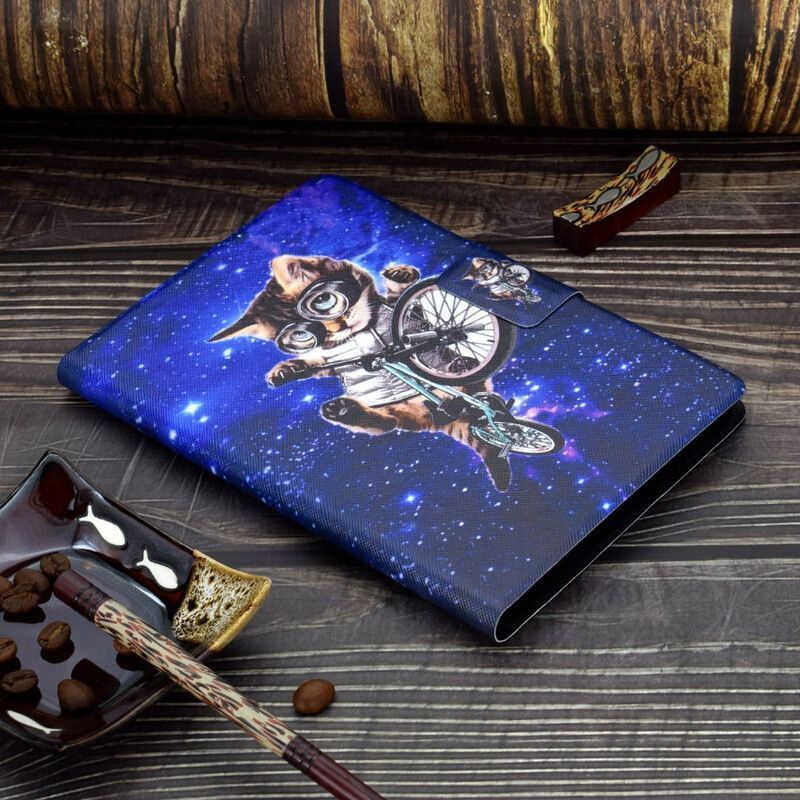 Kožené Pouzdro Na Samsung Galaxy Tab A7 Lite Legrační Kočka