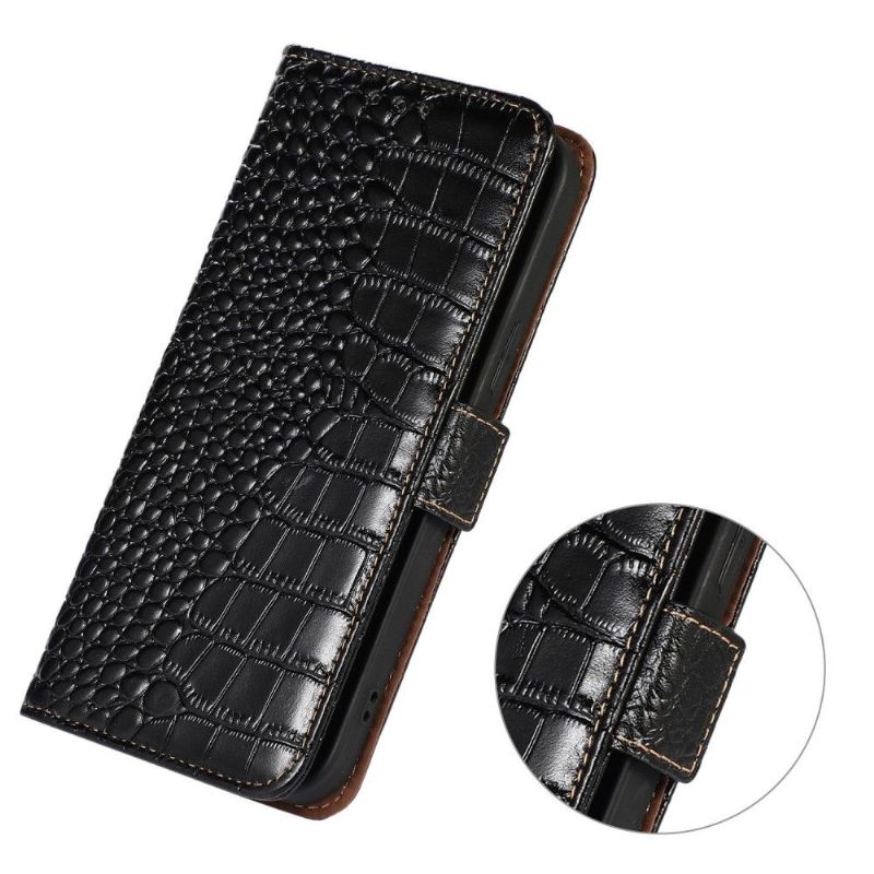 Flipové Pouzdro Na Samsung Galaxy A53 5G Originální Kůže Croco Look