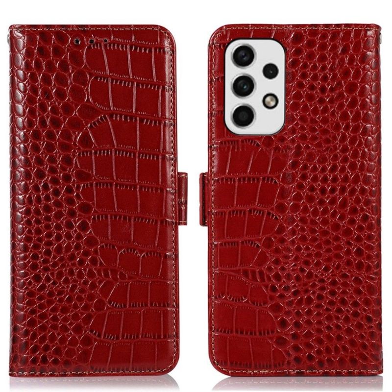 Flipové Pouzdro Na Samsung Galaxy A53 5G Originální Kůže Croco Look