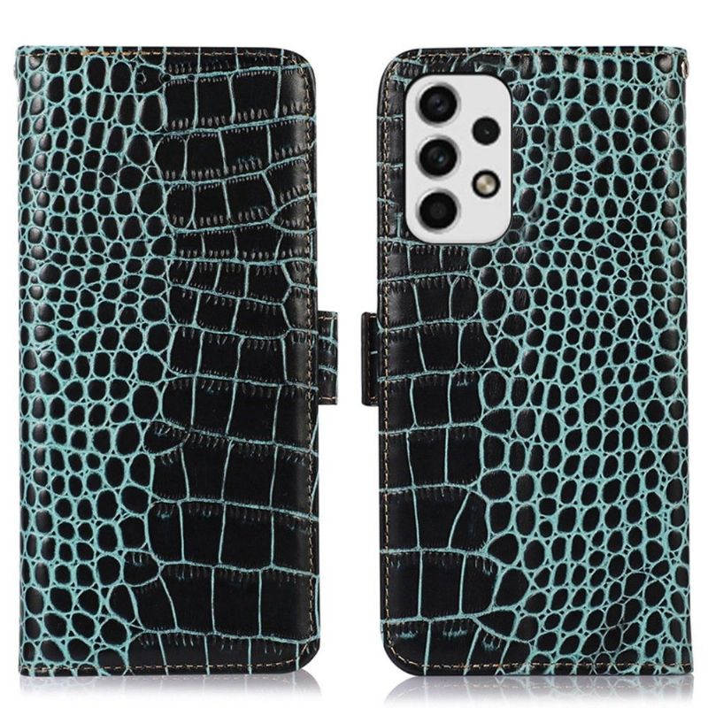Flipové Pouzdro Na Samsung Galaxy A53 5G Originální Kůže Croco Look