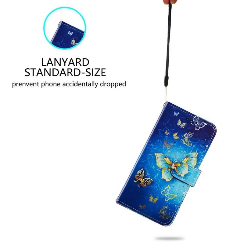 Kožené Pouzdro Na Samsung Galaxy A53 5G Zlatý Motýl