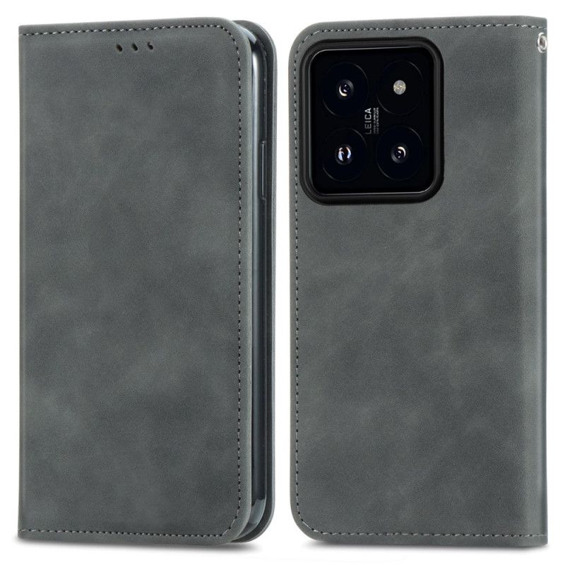 Kožené Pouzdro Folio Xiaomi 14t Pro Měkká Textura