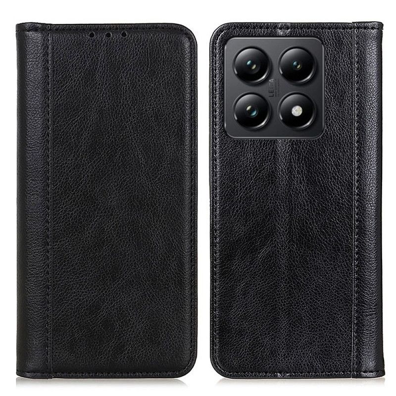 Kožené Pouzdro Folio Xiaomi 14t Pro Štípaná Kůže