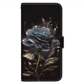 Kožený Kryt Na Xiaomi 14t Pro Černá Růže S Popruhem