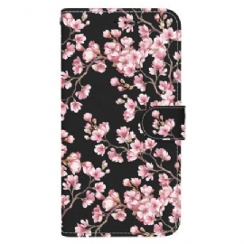 Kožený Kryt Na Xiaomi 14t Pro Švestkové Květy