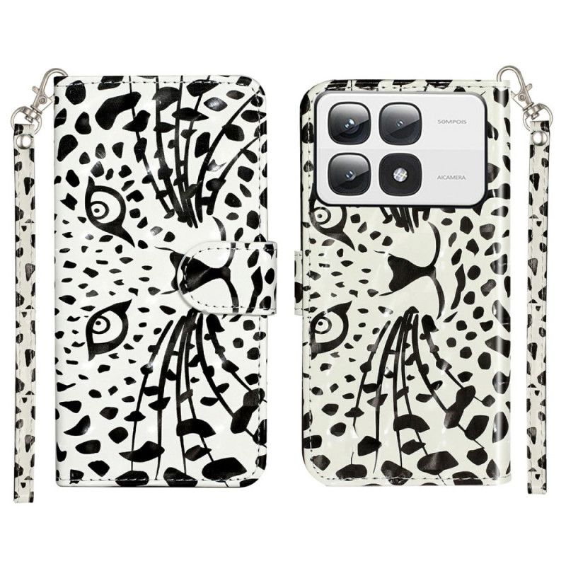 Kožený Kryt Xiaomi 14t Pro Grafický Pásek Leopard