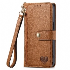 Kožený Kryt Xiaomi 14t Pro Heart Design Rfid Ochrana