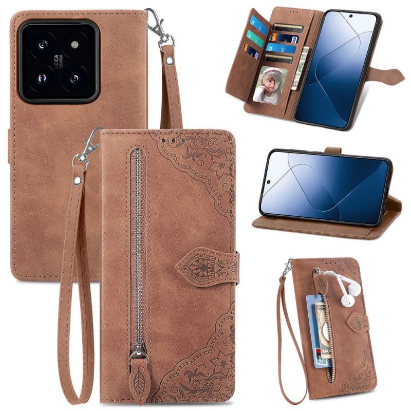 Kožený Kryt Xiaomi 14t Pro Krajkové Přední Pouzdro