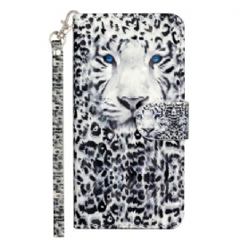 Kožený Kryt Xiaomi 14t Pro Leopardí Vzor S Páskem