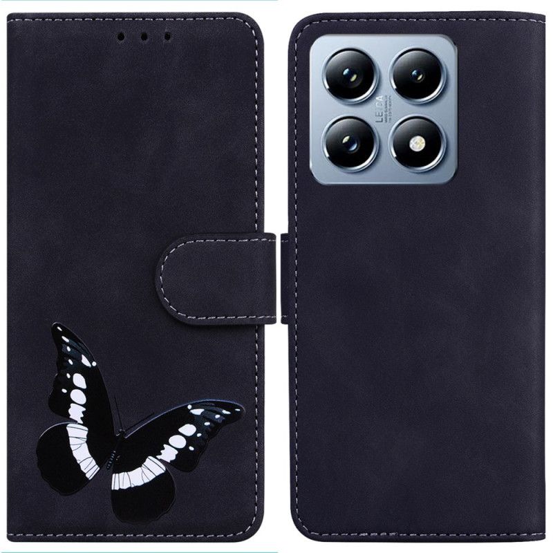 Kožený Kryt Xiaomi 14t Pro Motýlí Semišový Efekt