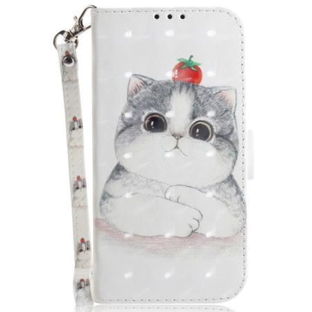 Kožený Kryt Xiaomi 14t Pro Roztomilá Kočka S Popruhem