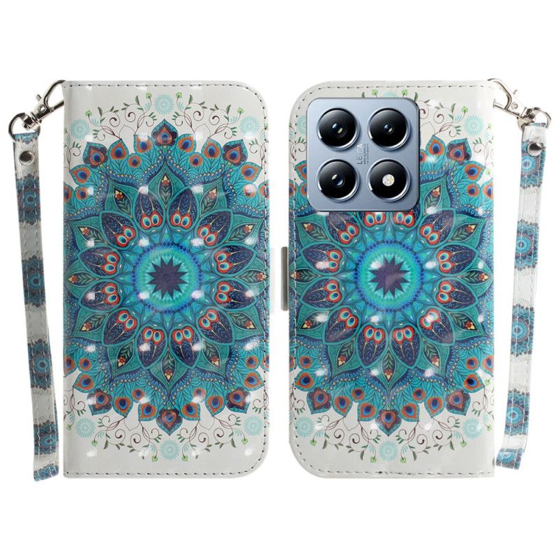 Kožený Kryt Xiaomi 14t Pro Zelená Mandala S Popruhem