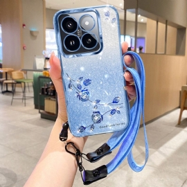 Kryt Xiaomi 14t Pro Kamínky A Květiny S Popruhem