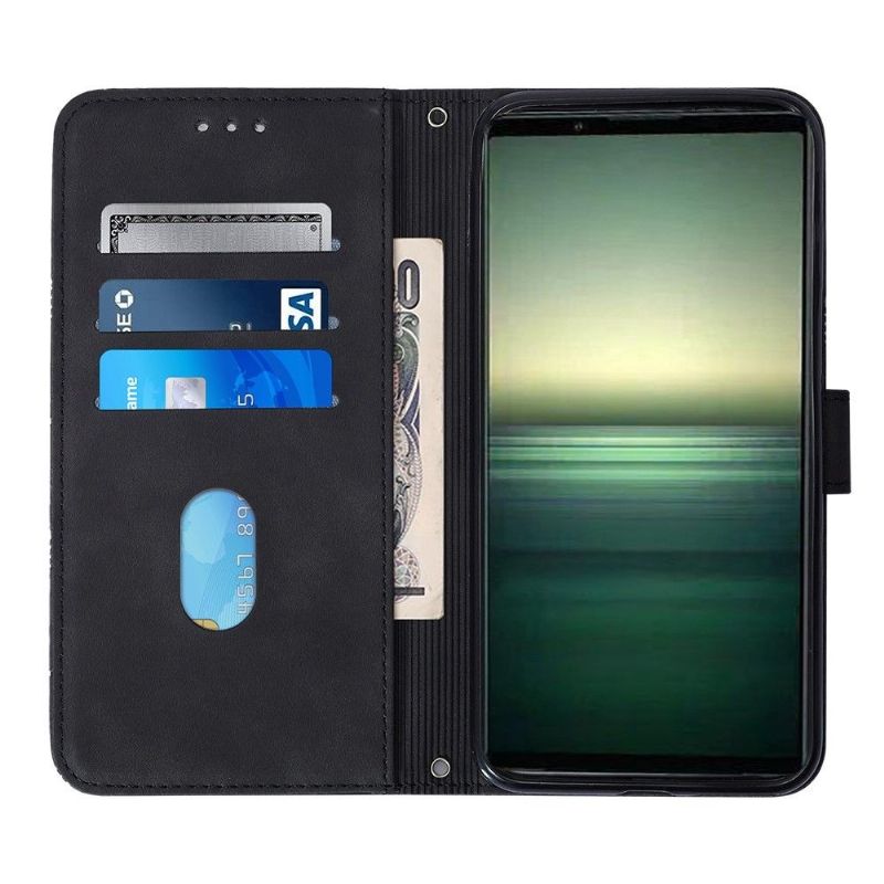 Kožené Pouzdro Na Sony Xperia 1 IV Geometrický Design S Popruhem