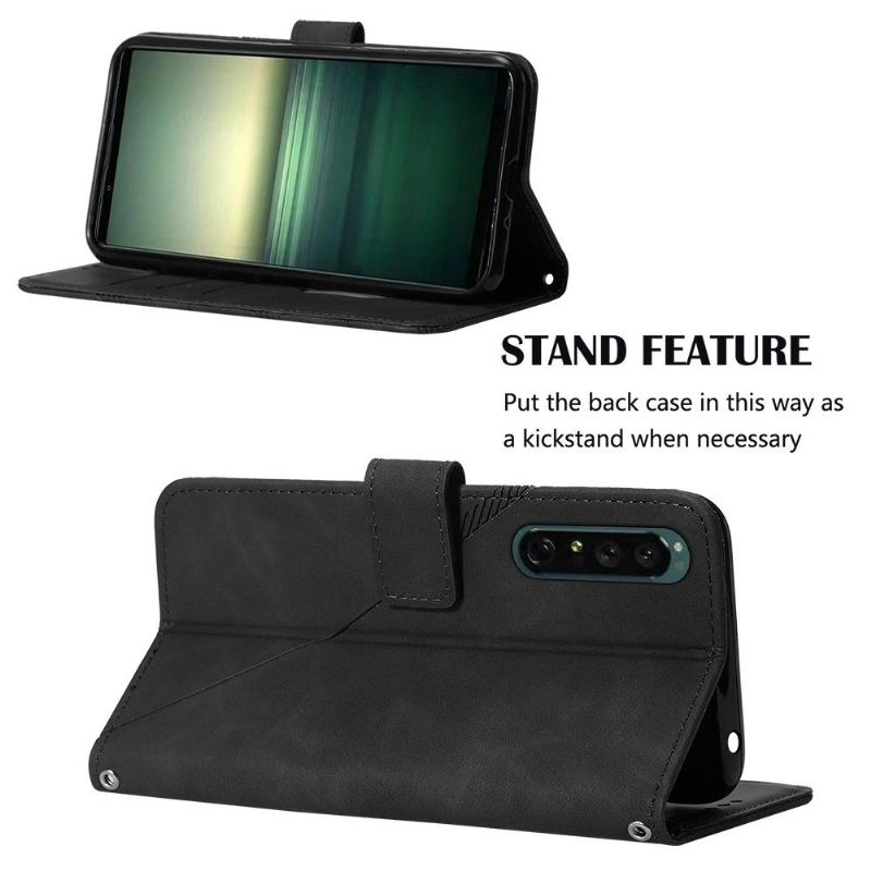 Kožené Pouzdro Na Sony Xperia 1 IV Geometrický Design S Popruhem