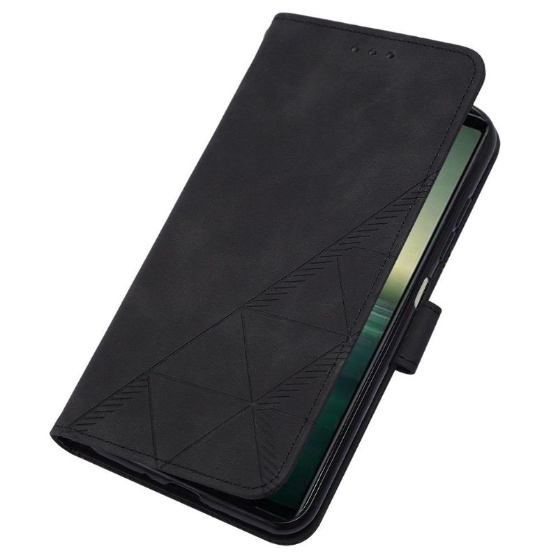 Kožené Pouzdro Na Sony Xperia 1 IV Geometrický Design S Popruhem