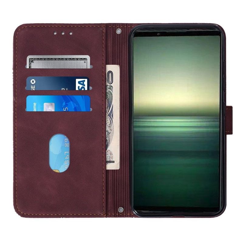 Kožené Pouzdro Na Sony Xperia 1 IV Geometrický Design S Popruhem