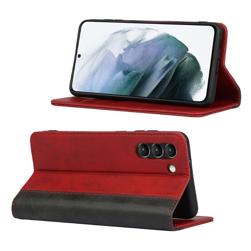 Flipové Pouzdro Na Samsung Galaxy S21 FE Dvoubarevná Umělá Kůže Lisa