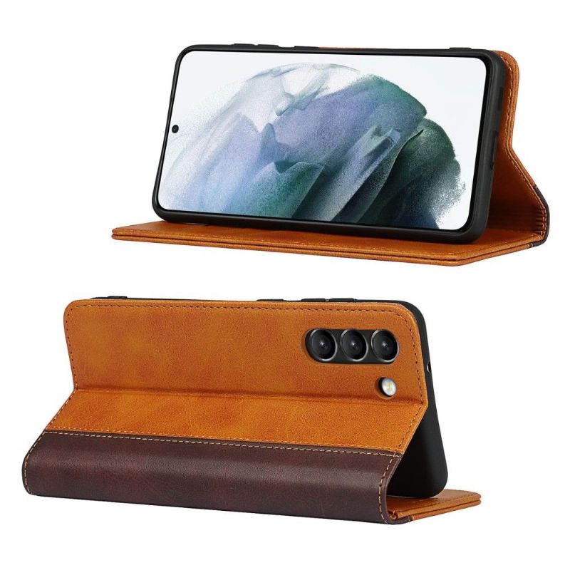Flipové Pouzdro Na Samsung Galaxy S21 FE Dvoubarevná Umělá Kůže Lisa