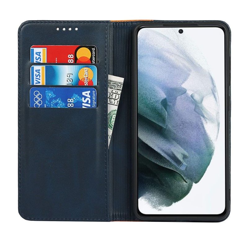 Flipové Pouzdro Na Samsung Galaxy S21 FE Dvoubarevná Umělá Kůže Lisa